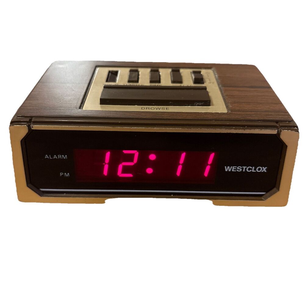 Vtg Westclox Digital Wood Grain Alarm Clock Model 22644 PARTS ONLY